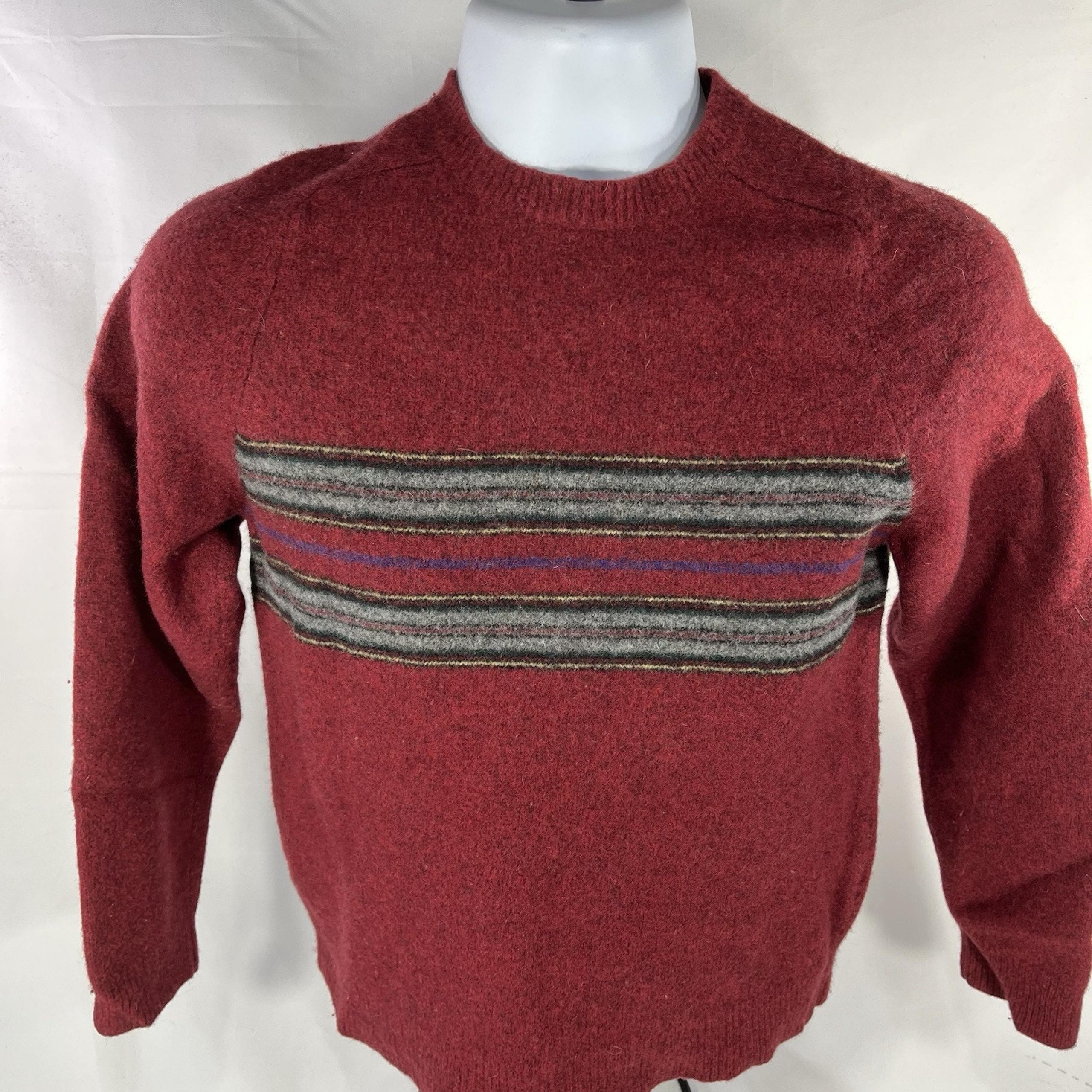 VTG EDDIE BAUER LAMBSWOOL SWEATER WOMENS MEDIUM (Fits Smaller) RED STRIPED