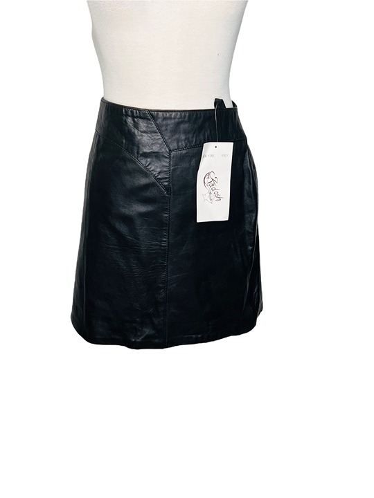 Kadosh New York Italy Vintage Leather Mini Skirt Size 18 Black NWT