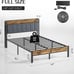 Full Bed Frame with Storage Charging Station Headboard, Smart LED Light