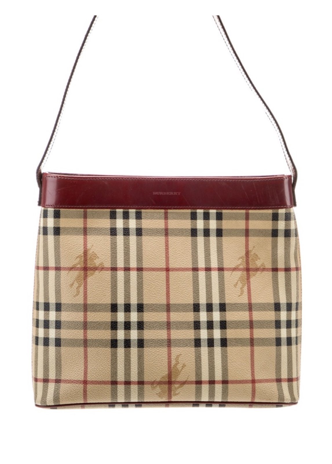FINAL PRICE! Low START! OFF TO AUCTION! BURBERRY Haymarket RedTrim Check Bag!