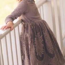 Mae Li Rose Lace Dress Pearl Neckline 6x