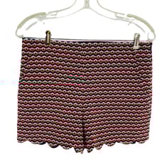 Trina Turk navy and orange printed scalloped shorts Sz 4