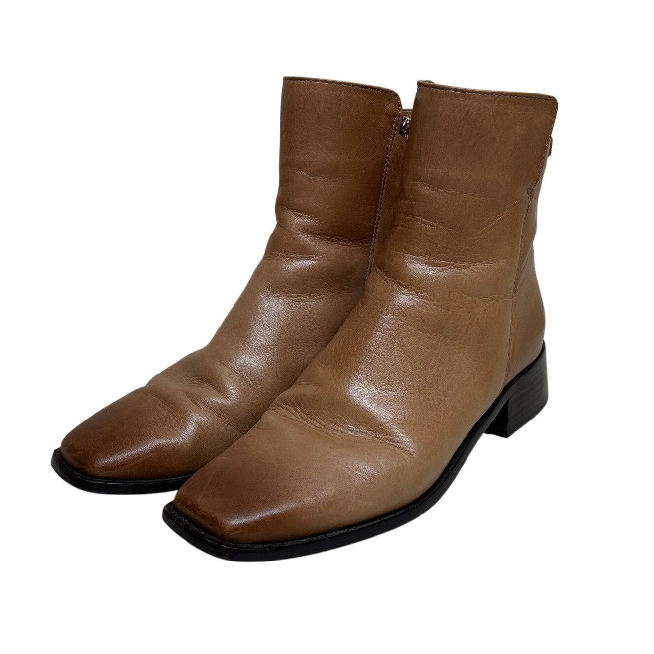 Sam Edelman Women's 8M Thatcher Ankle Booties in Cuoio Brown Leather Square Toe
