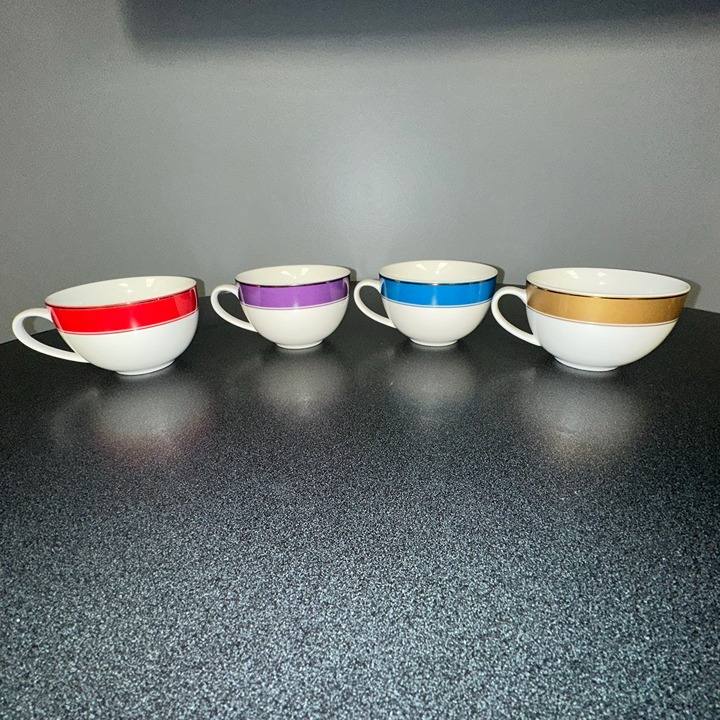 SET OF 4-Starbucks Holiday 2006 GOLD RIM 12oz Mug Cup HTF-- FREE SHIPPING