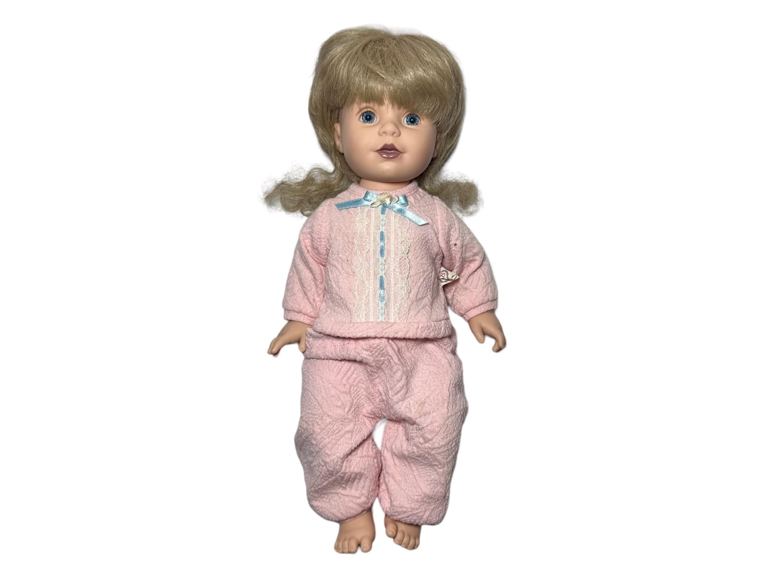 Vintage JS & A 1995 Playmates Baby So Beautiful Doll-Blonde Hair-Blue Eyes 14"