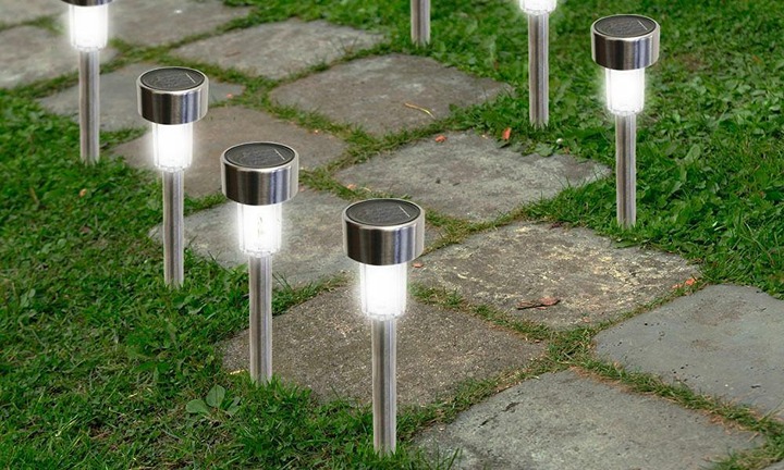 New 24PCS Outdoor Solar Power LED Garden Landscape Lights Stainless Steel White