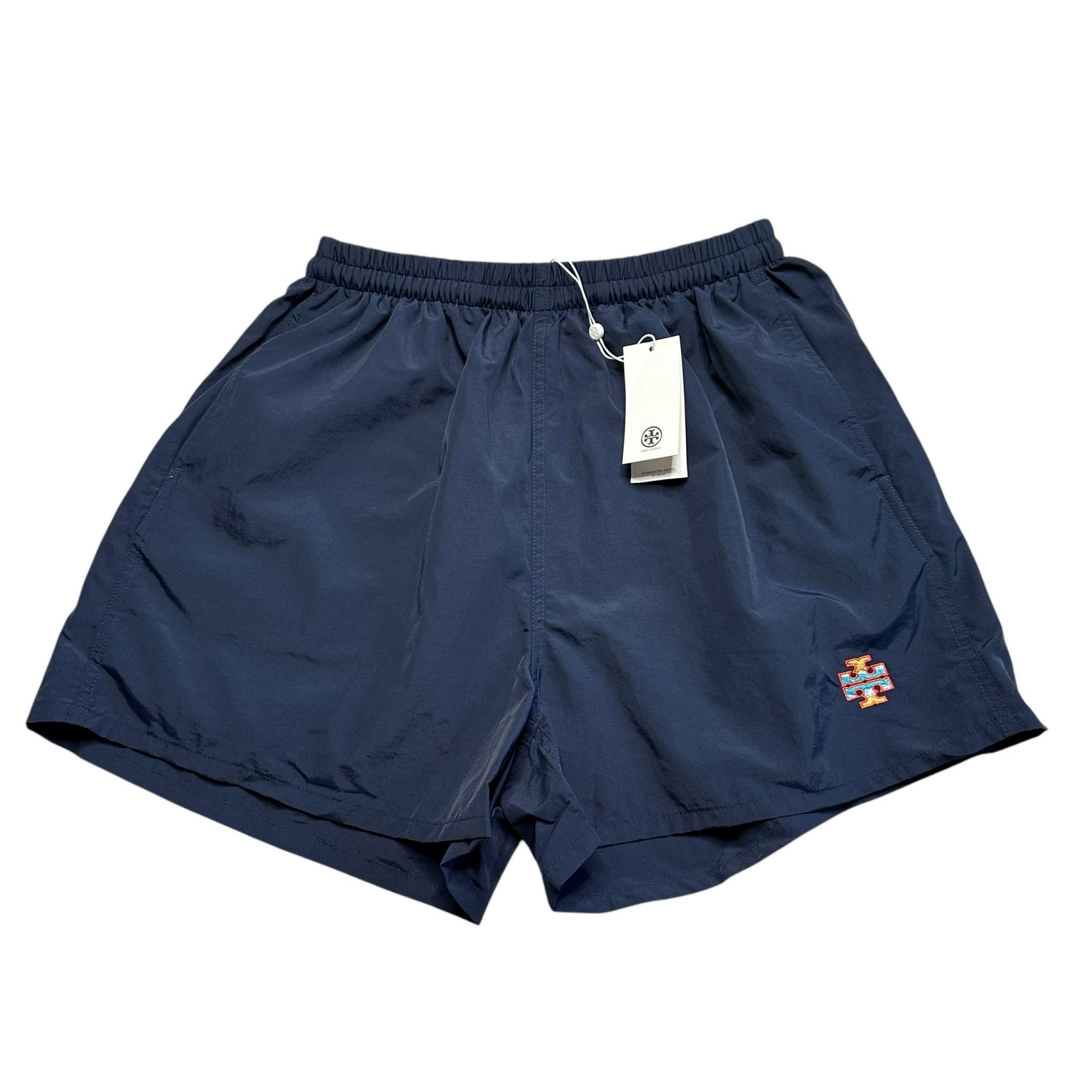 TORY BURCH SPORT Navy Blue Relaxed Performance Nylon Shorts Women's Small NWT