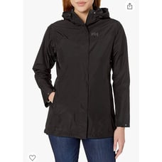 Helly Hansen Black Lynwood Packable Rain Windbreaker Hooded Jacket Size M