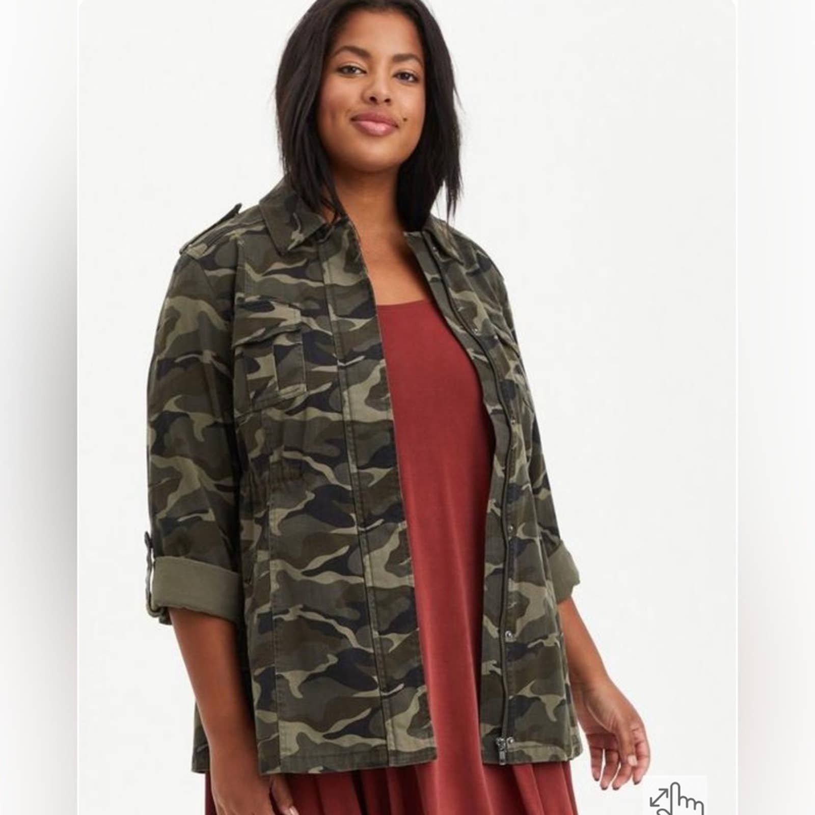 Torrid Camo Twill Anorka Light Jacket Size 2X