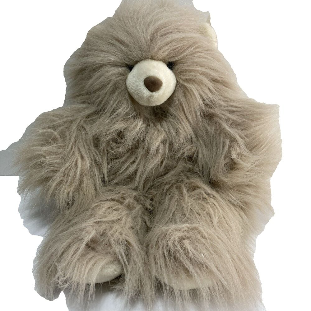 1989 Happiness Express Club Stuffed Plush Shaggy Bear Beige Vintage HTF Korea