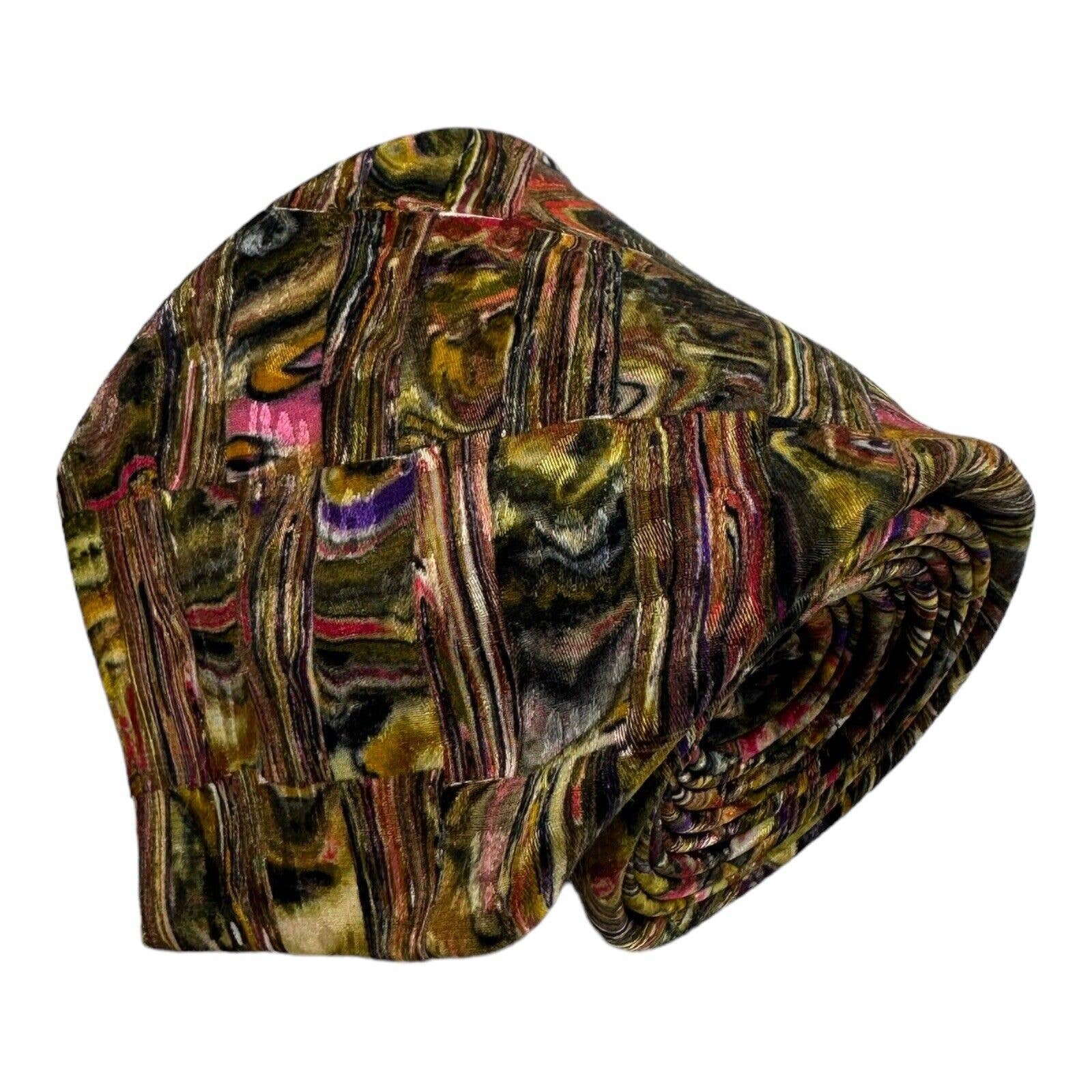 Brioni Golden Multicolor Rainbow Abstract Pure Silk Tie 3.75 Inch Width NWOT