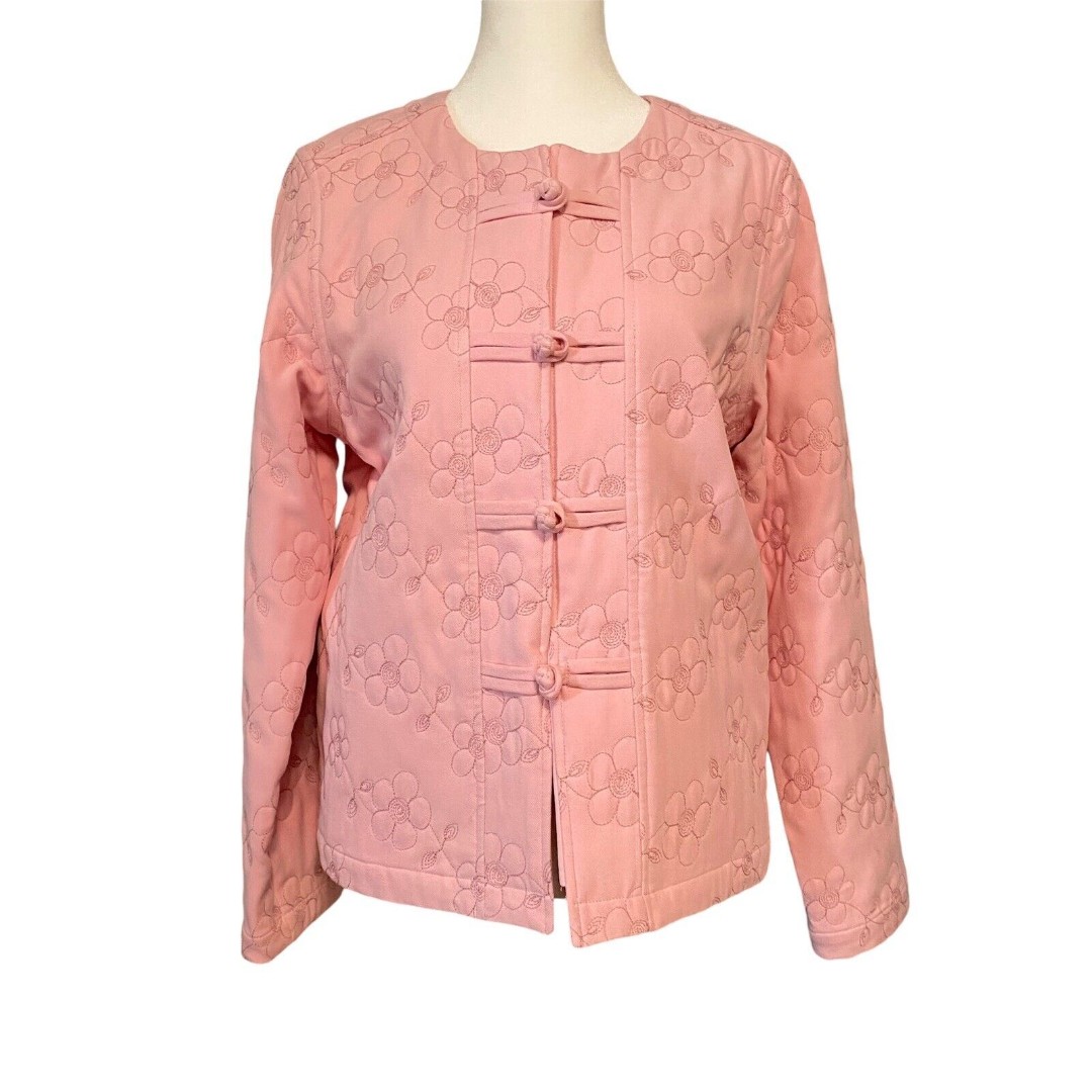 Rum Runner Silk Embroidered Jacket Floral Oriental Traditional Pink S Cottage