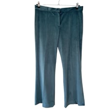 Diana Gallesi Corduroy Wide Leg Mid Rise Trouser Pants Blue US 12