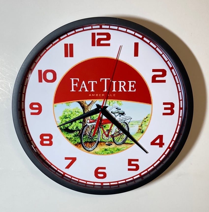 Fat Tire beer logo battery operated wall clock