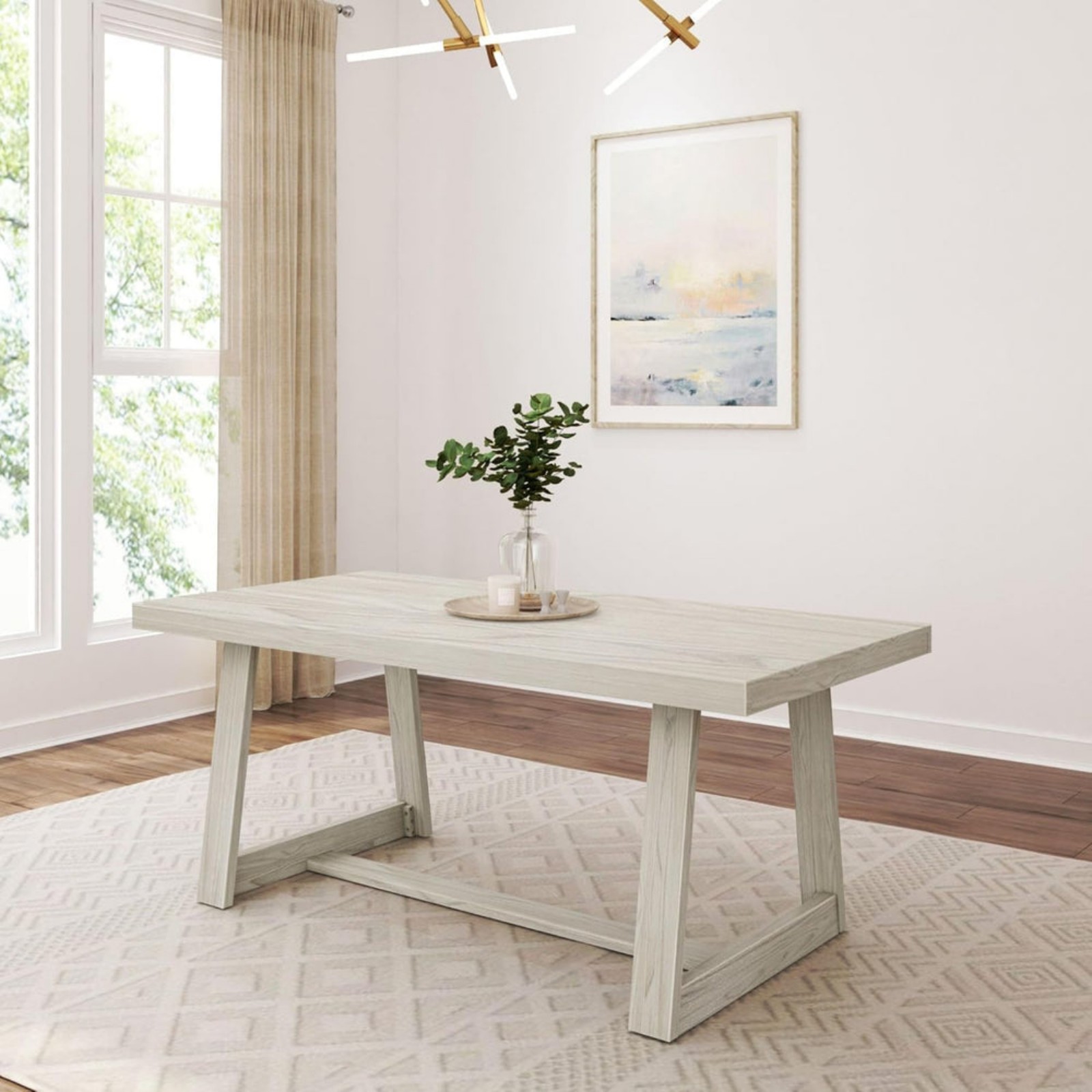 Plank+Beam 72 Inch Farmhouse Dining Table, Large Wooden Rectangular Dinner Table