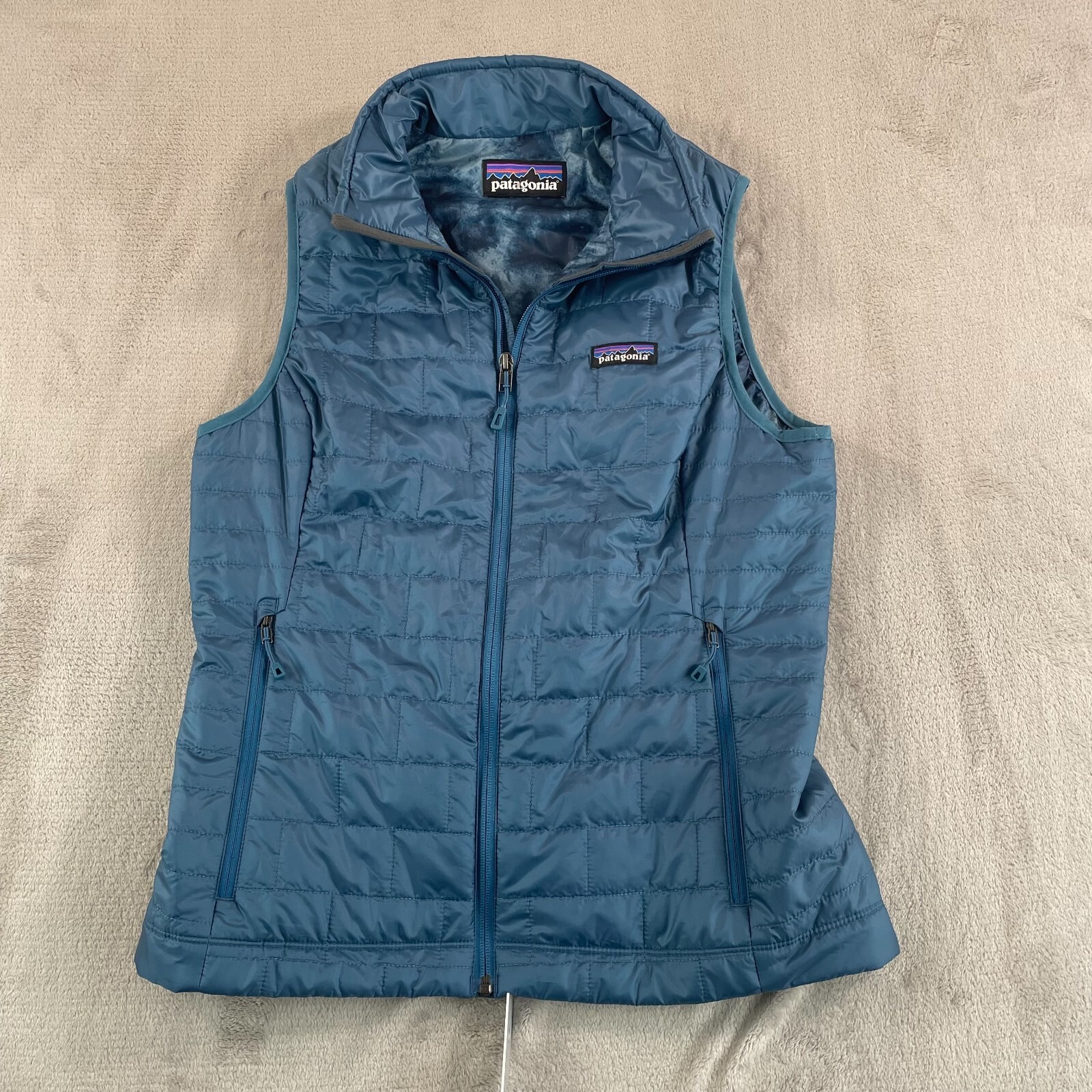 Patagonia Nano Puff Vest Women Medium Blue Primaloft Full Zip Fitted GorpCore