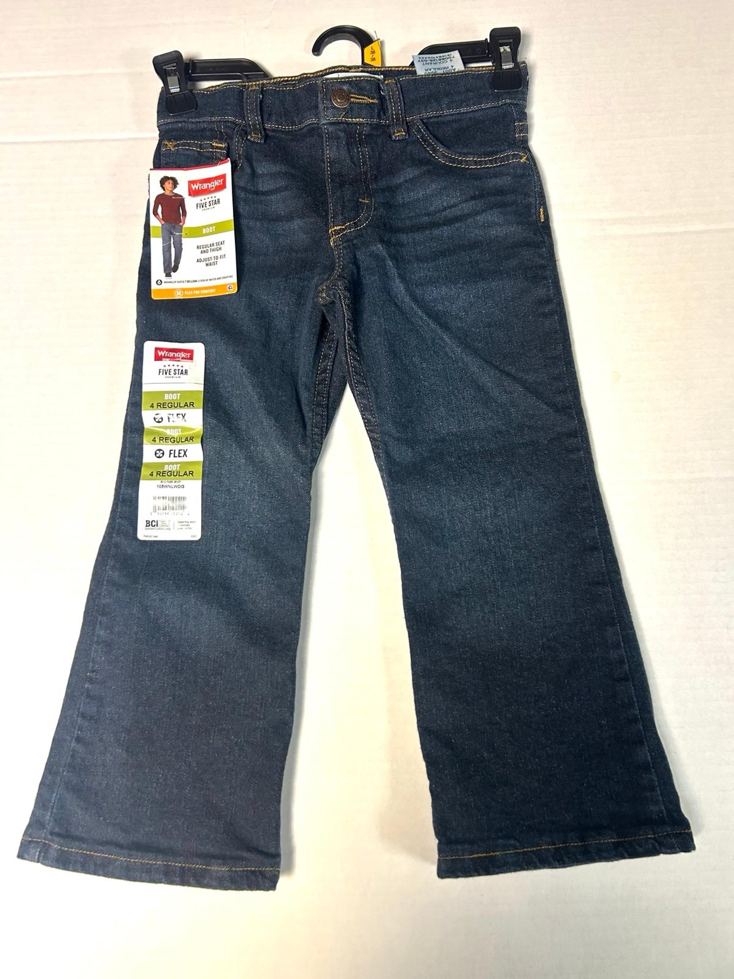 New Wrangler Boys Jeans Five Star Premium Boot Flex Size 4 Regular