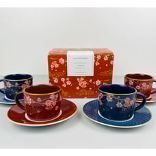 Williams Sonoma LUNAR Mixed Set of 4 TEACUPS and SAUCERS New in Box
