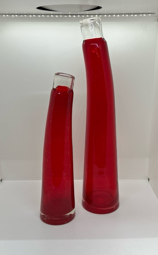 Vintage Red Modernist Vases - set of two