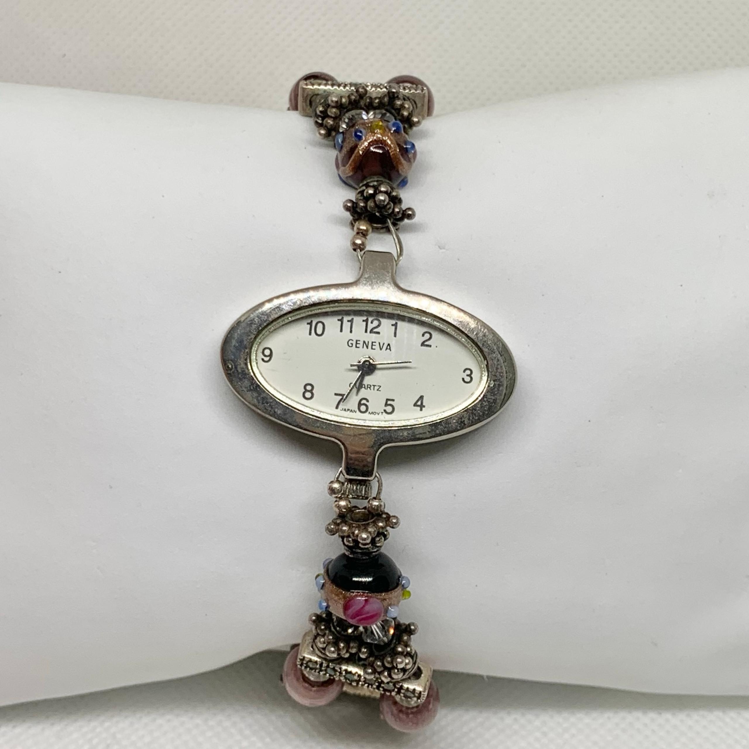 Vintage Geneva women watch 925 sterling silver CLASP 34mm quartz analog running