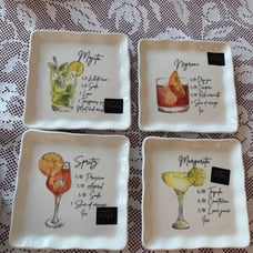 “CERAMICA CUORE” ITALY GIRLS NITE COCKTAIL APPETIZER-SIDE PLATES VHT SET 4 NEW