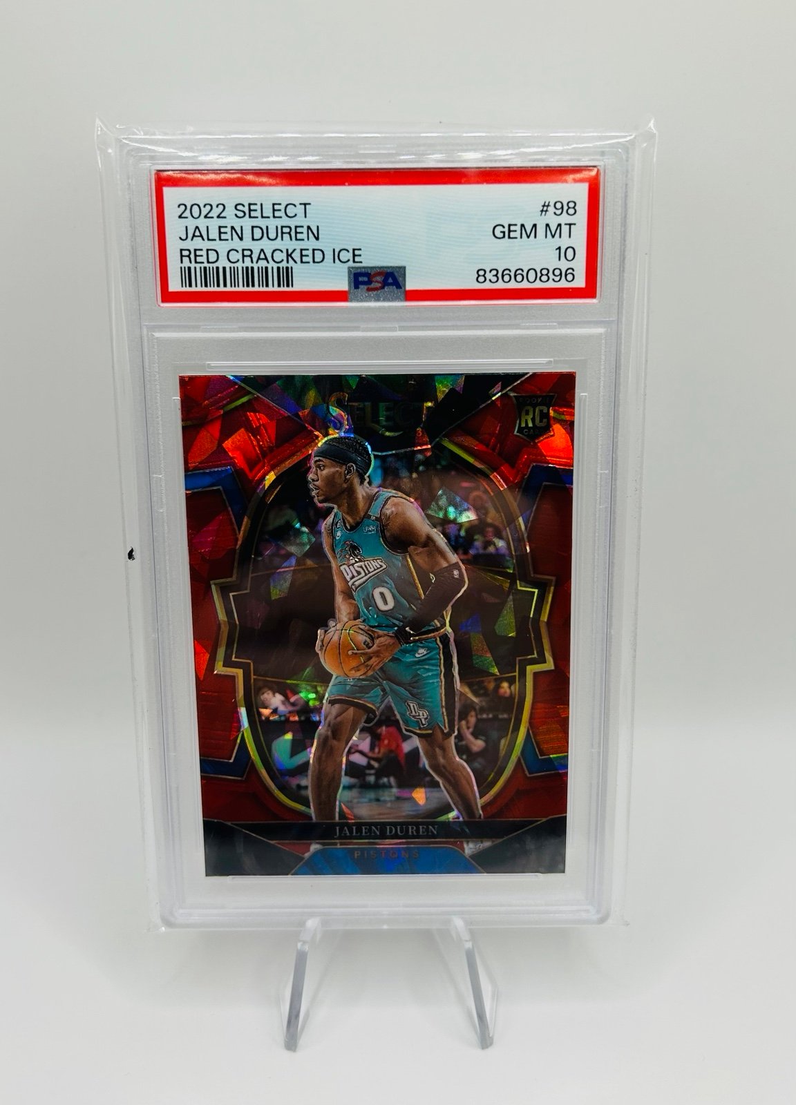 2022 Select Jalen Duren Rookie Red Cracked Ice PSA GEM MT 10