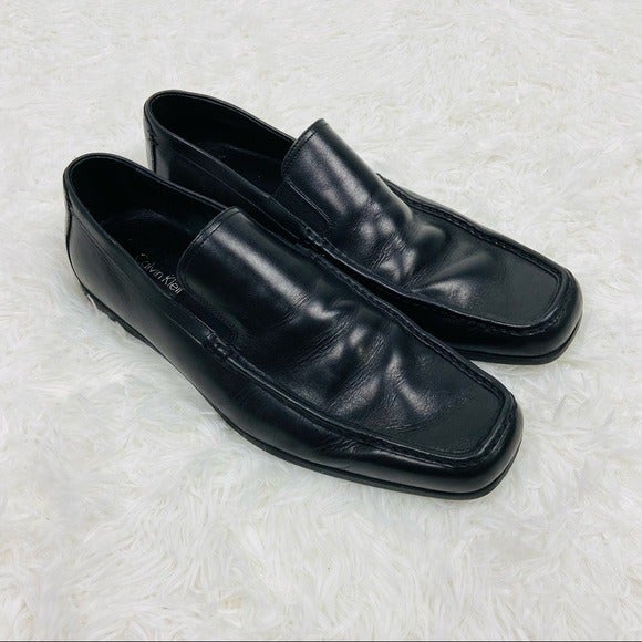 CALVIN KLEIN black leather driving mens dress shoes size 10