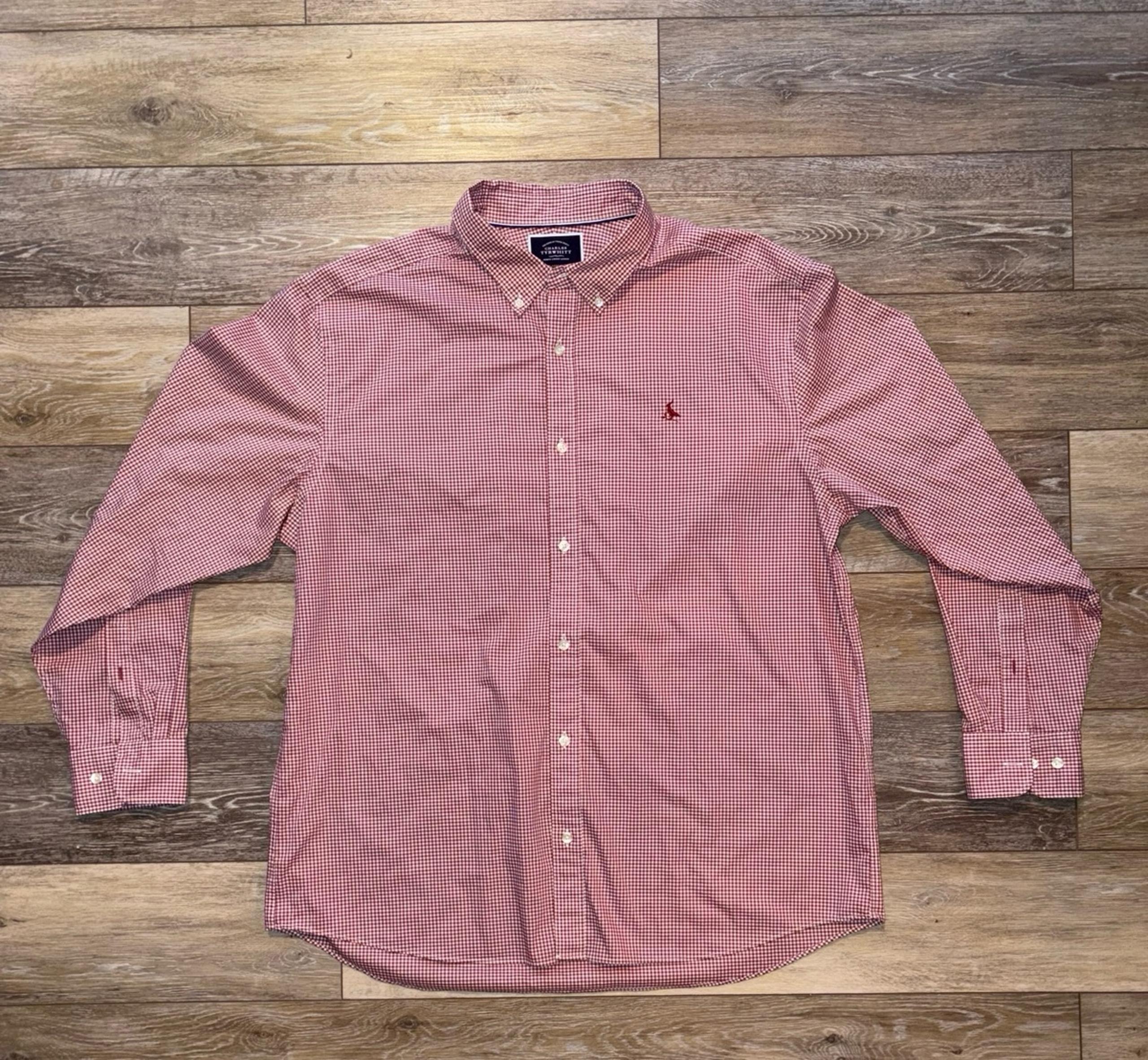 EUC Charles Tyrwhitt Mens XXL Button-Down Oxford Check Shirt - Red