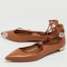 Aquazzura Firenze Brown Leather Christy Ankle Tie Flats Sz 41/10.5 Italy
