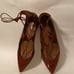 Aquazzura Firenze Brown Leather Christy Ankle Tie Flats Sz 41/10.5 Italy