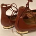 Aquazzura Firenze Brown Leather Christy Ankle Tie Flats Sz 41/10.5 Italy