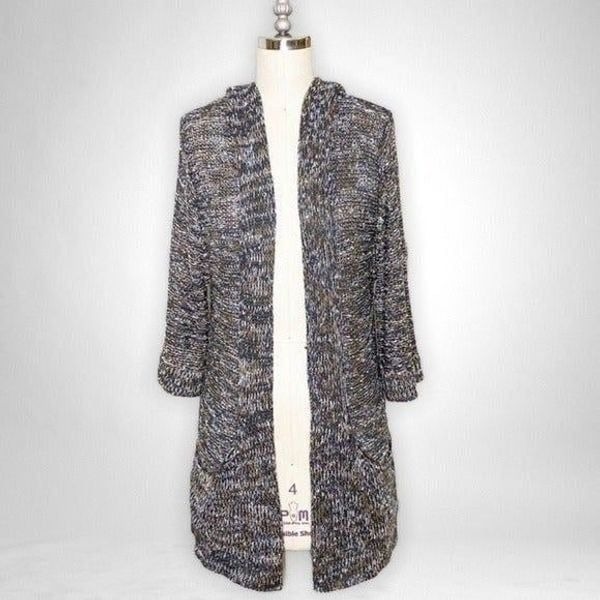 BCBGMaxAzria Gray Chunky Knit Sweater Cardigan Short Sleeves Small