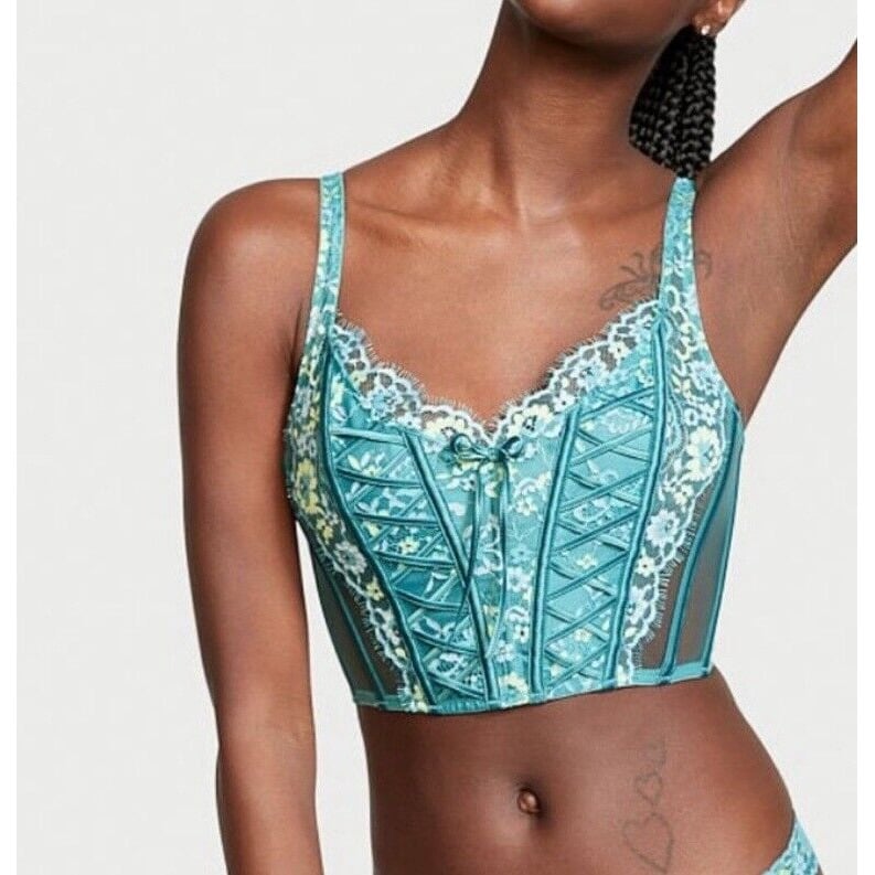 Victoria Secret Dream Angels Unlined Lace-Up Corset Top Pastel Fairycore Medium