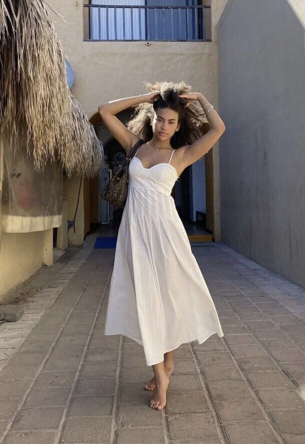 Zara dress maxi corset style bohemian white summer vacation