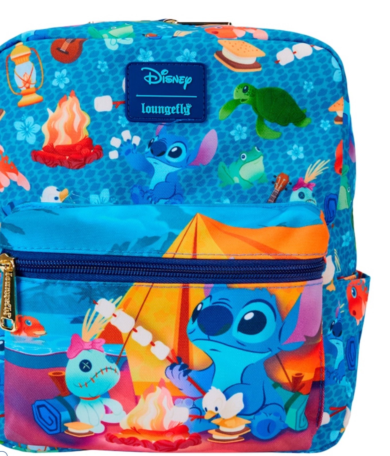 LOUNGEFLY DISNEY STITCH CAMPING CUTIES AOP NYLON MINI BACKBACK NWT