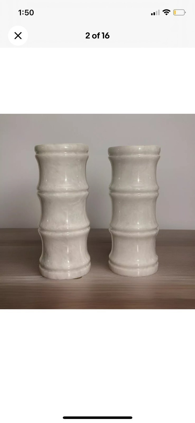 Set of two Marble white vases