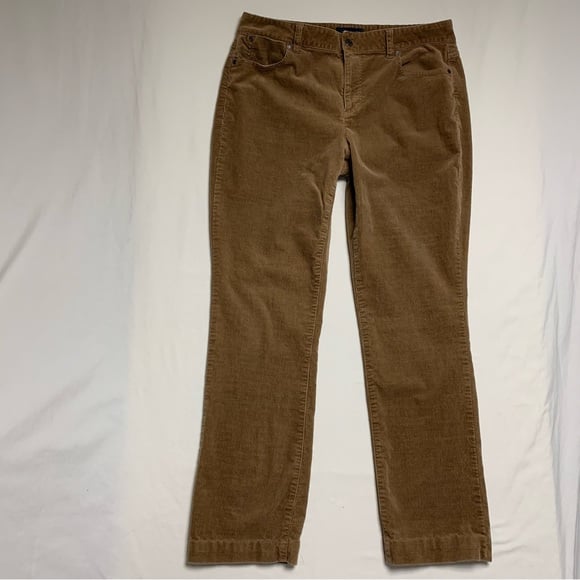 TALBOTS Curvy Corduroy Pants Women's 14 Caramel Heritage Straight Leg Jeans Fall