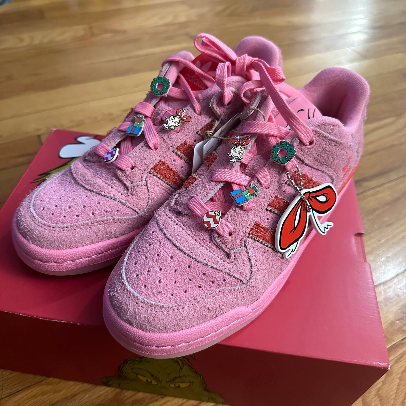 The Grinch × adidas Originals Forum Low CL Pink ID8895 US Women's Size 9 New
