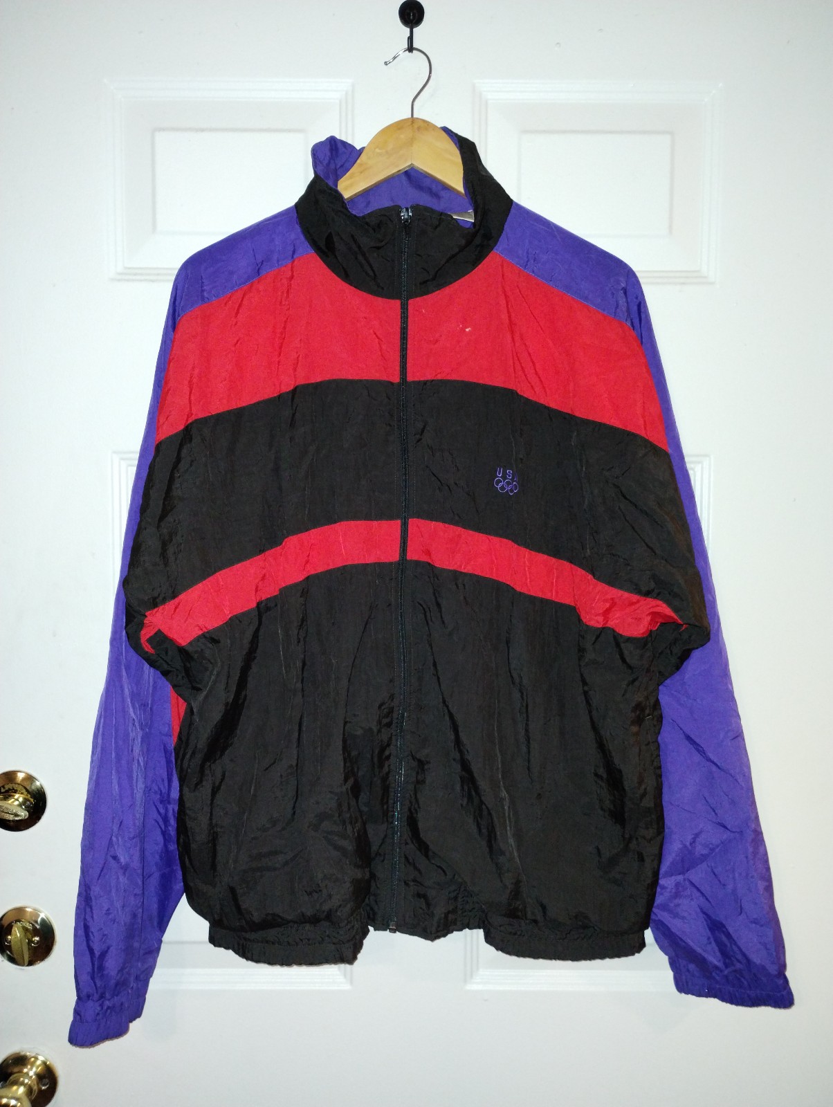 Wind Jacket Team USA Olympics JC Penney Track Jacket Size L Lined Vintage 90s