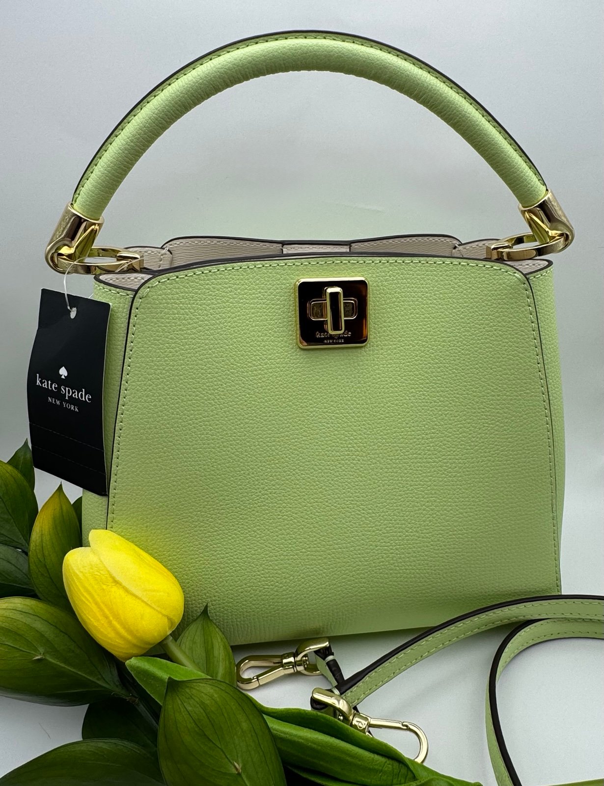 NWT Kate Spade Phoebe Refined Grain Leather Top Handle Satchel Crossbody Lime