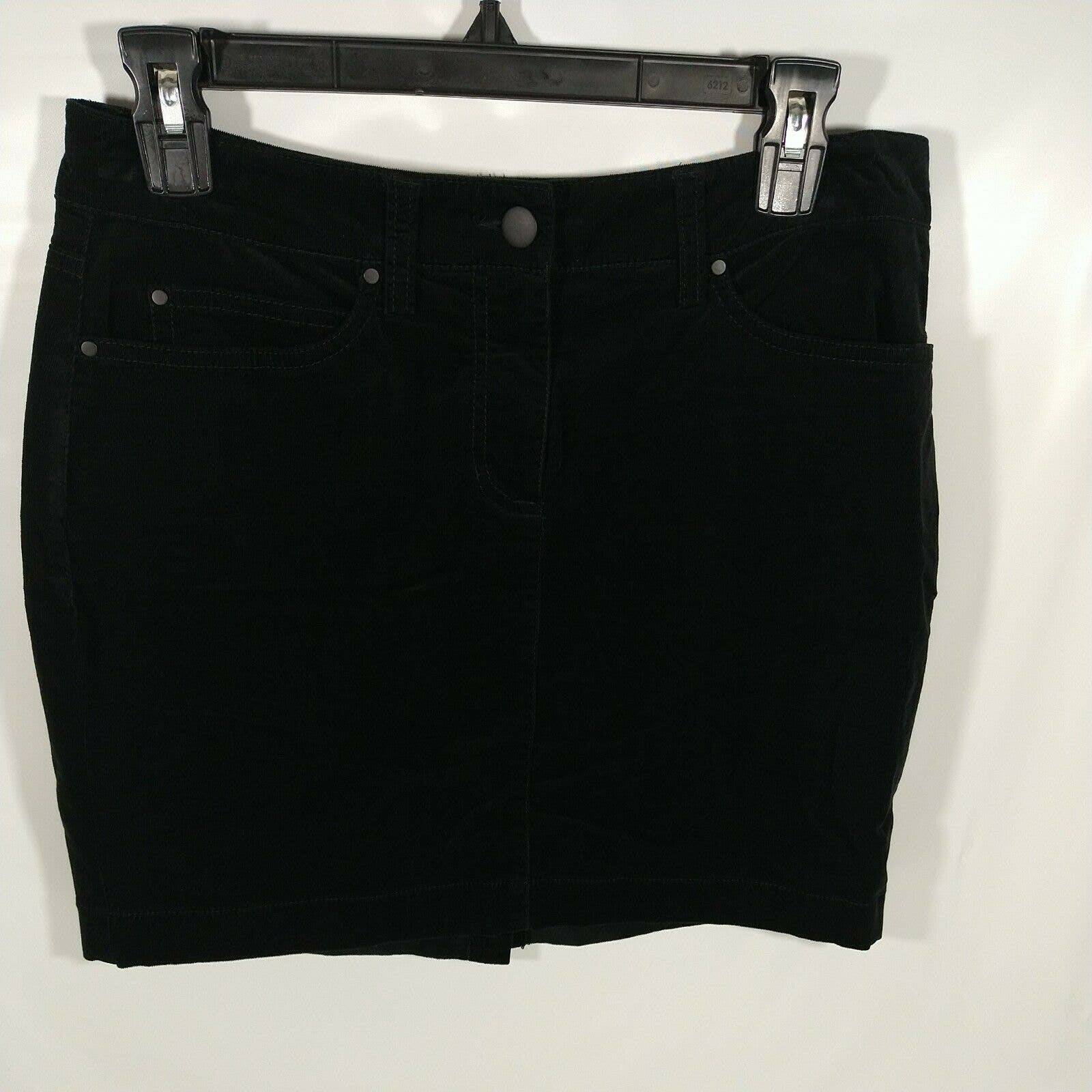 Eileen Fisher Skirt Size XS Black Corduroy Velvet Stretch Short Mini