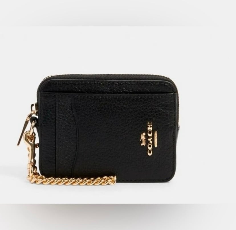 COACH Wallet Zip ID Coin Card Case w Wrist Chain MSRP 128