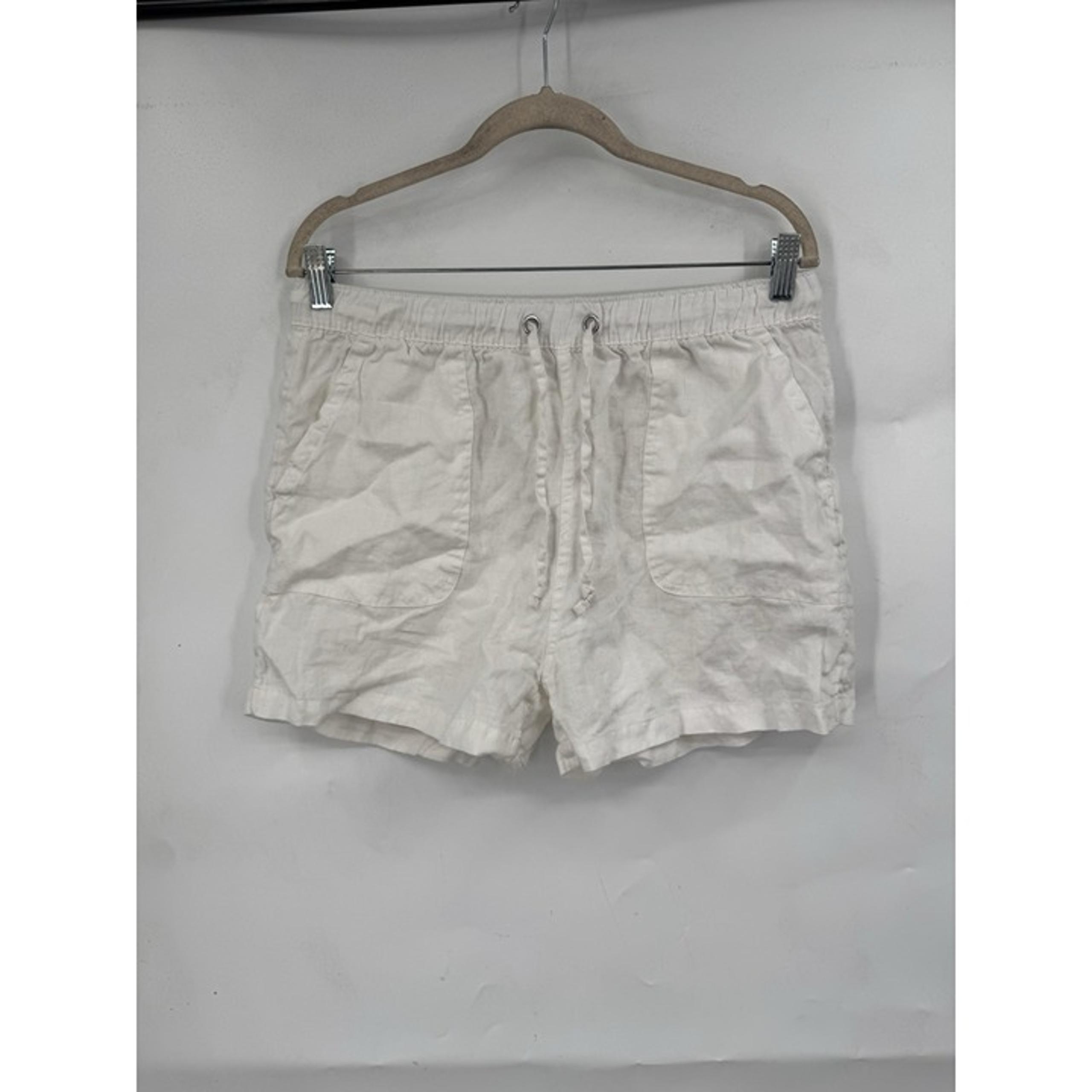 C&C California 100% Linen Womens Large Ivory Shorts Pull On Minimalist Beach