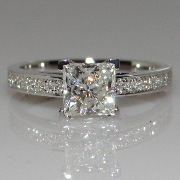 NEW Stamped 925/18K Square Diamond Ring