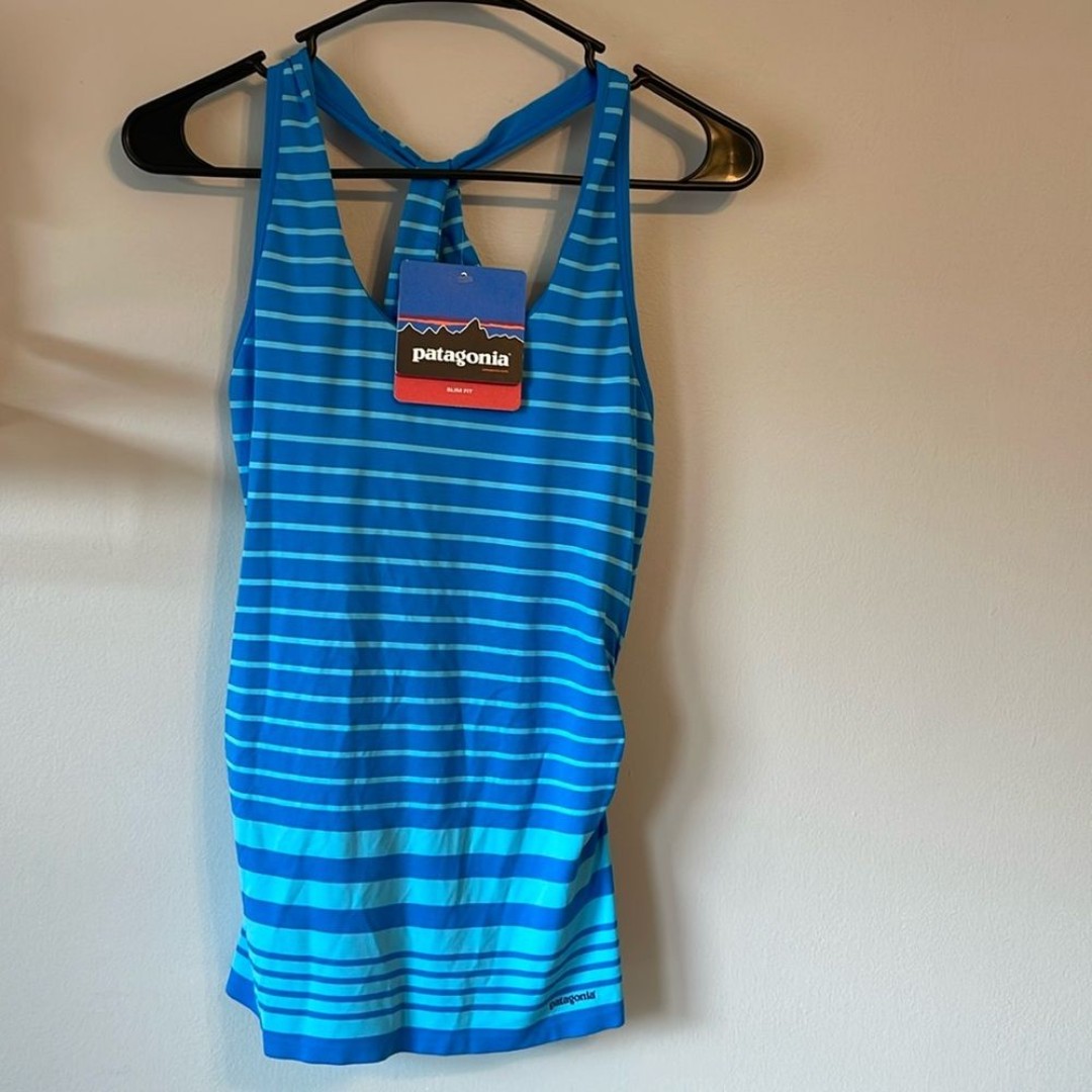 NWT Patagonia Nouli Slim Fit Tank Top Sz Small Blue Striped