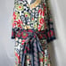Wayward Fancies eShakti Graphic Floral Crepe Sash Tie Kaftan Dress Size 4