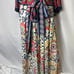 Wayward Fancies eShakti Graphic Floral Crepe Sash Tie Kaftan Dress Size 4