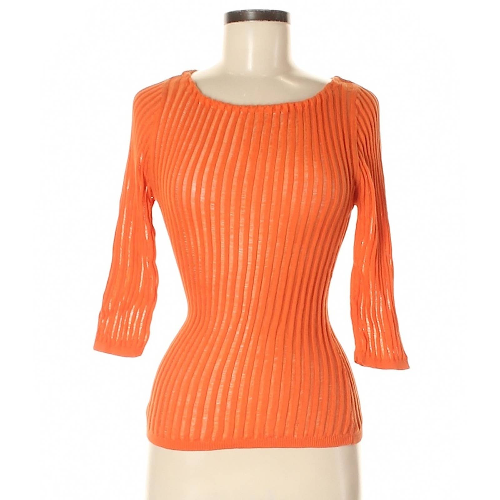 NWOT Cynthia Rowley Bright Orange Open Weave Cotton Pullover Sweater Size Medium
