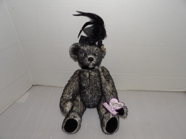 Annette Funicello Mohair MISS MAE Jointed 13 Plush Bear-Feathered Hat W/Tags