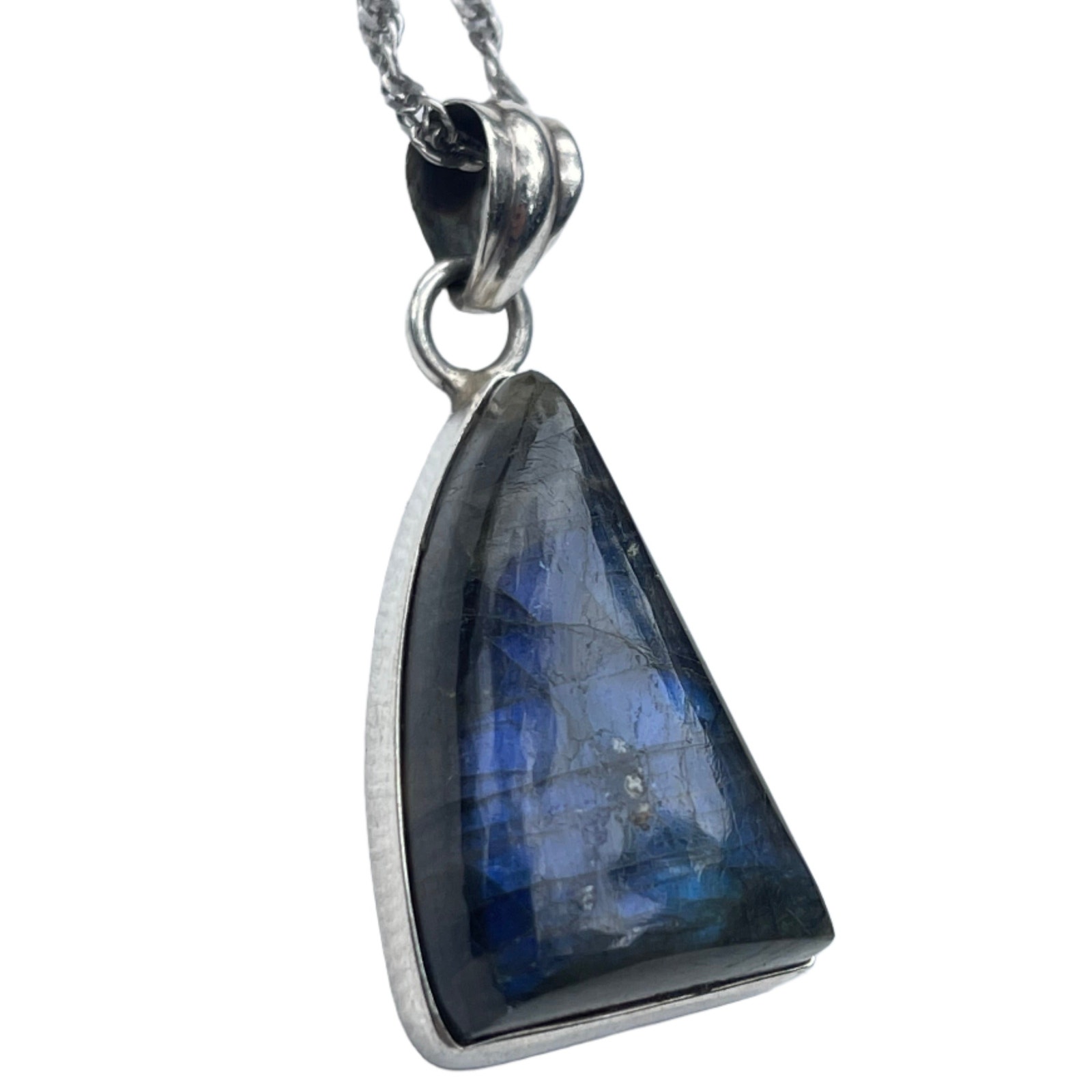 Vintage Labradorite Sterling Silver Pendant Necklace